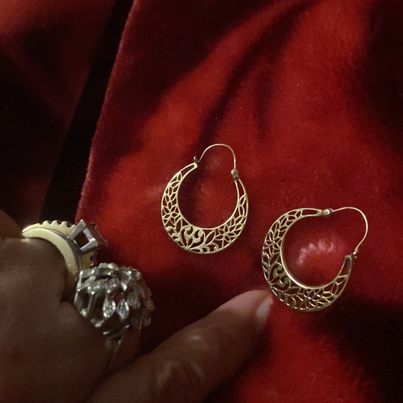 M14K REAL GOLD HANDMADE DIME SIZE CUBAN HOOP EARRINGS - Picture 13 of 13